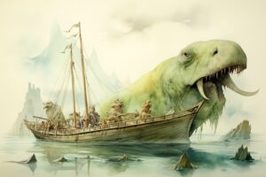 fantasie fantasy ki aquarell watercolor color traumwelt traum dream world ai haus häuser märchen fairy tale ship schiff universum magie magic magisch mystisch kreaturen creatures