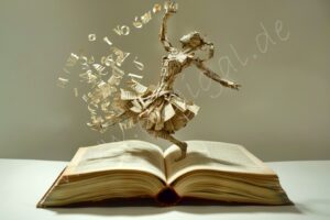 fantasie fantasy ki traumwelt traum dream world ai book books bücher buch magic magie mystisch magisch magic paper papier buchstabe letter mädchen girl tanzen dancing