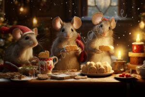 Familie Maus feiert Weihnachten maus mäuse mice mouse nager nagetier xmas x-mas lustig ki funny humor spaß spass fun