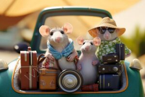 Familie Maus macht Urlaub maus mäuse mice mouse nager nagetier urlaub vacation koffer trip reise journey travel auto car lugage bagage lustig ki funny humor spaß spass fun winter schnee snow