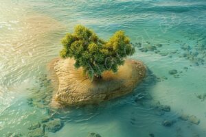 fantasie fantasy ki traumwelt traum dream world ai meer ocean ozean sea herz heart insel island nature natur beach strand tree baum