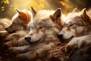 Schlafendes Wolfsrudel hund, dog, rüde, male, female, hündin, beagle, jagdhund, she-dog, "male dog", spürhund, hundeblick, hundeaugen, kopf, nah, wolf wolves wölfe rudel pack sleeping schlafen