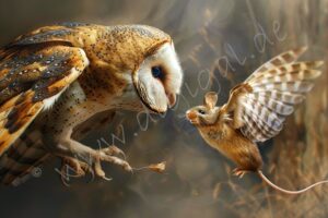 Fliegende Mäuse maus mouse mice mäuse eule owl greifvogel chimäre chimera griffon bird barn