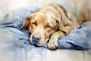 Aquarell - Hund hund sozial treu freund labrador schlafen dog social loyal friend sleeping